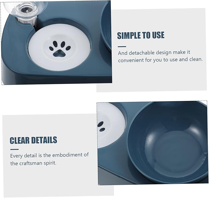 Elevated PET Feeding Bowl Automatic Water Dispenser for Cats and Dogs Non-Slip Tilted Design Neck Protection for Indoor Use