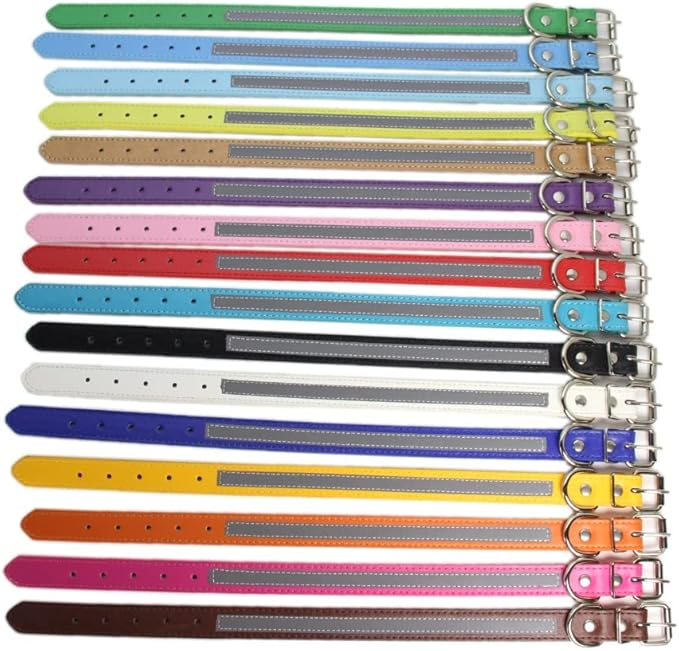 Anti lost Leather Luminous Collar Pet Collar Reflective Belt Pet Accessories 2pcs pink L 2.5cm*50cm Neck 35cm 45cm