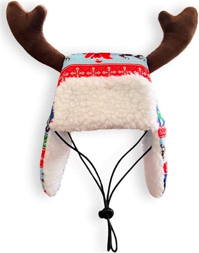 Huxley & Kent Pet Hat | Ugly Sweater Antler (Large) |Fun Christmas Holiday Hat for Dogs/Cats | Cute, Comfortable and Fun | SnugFit Strings for Best Fit