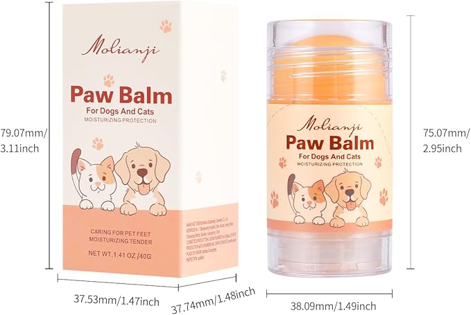 Dog Paw&Nose Balm Lick Safe1.4oz|Natural Ingredients Pets Paw Wax| Healing Moisturizer with Coconut Oil&Honey Cracked Paws,Snouts & Elbow|Winter Protection for Dogs & Cats