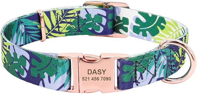 Fashion Custom Dog Collar Nylon Print Personalized Pet Collar Puppy Dog ID Collars Free Engraved ID for Small Medium Large Dogs 132 Blue 23 to 30 cm