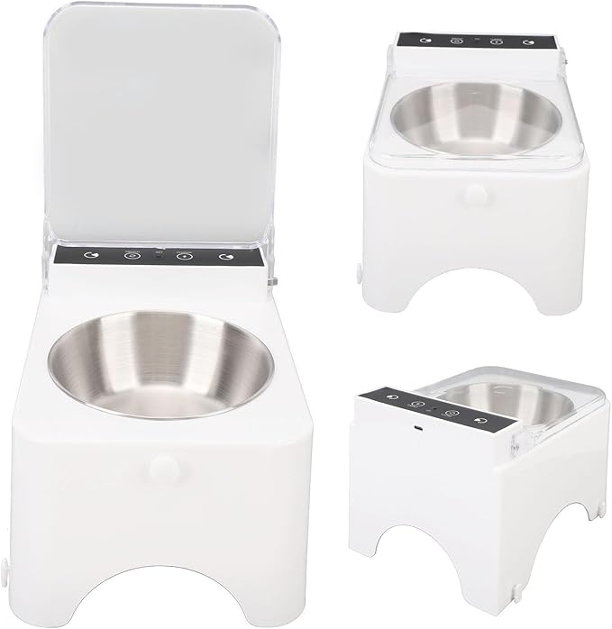 Pongnas Open Automatic Cat Dog Feeder Bowl, Sensing Technology, Long Lasting Usage, Freshness Lid, Elevated Structure,Home Decor, Lithium Battery,Plastic Material (Style 1)