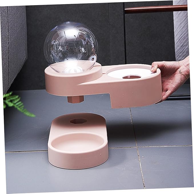 Happyyami Automatic PET Water Feeder Double Bowls Stainless Steel Cat and Dog Water Dispenser Non-Slip PET Drinking Tool for Cats and Dogs Easy to Clean for Home Use