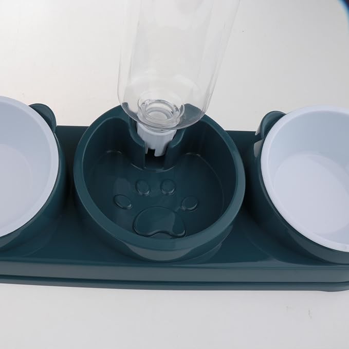Double Bowl Pet Food Water Dish Feeder for Dog Cats Daily Feeding with Automatic Dispenser for Dry Wet Double Bowl Feeder