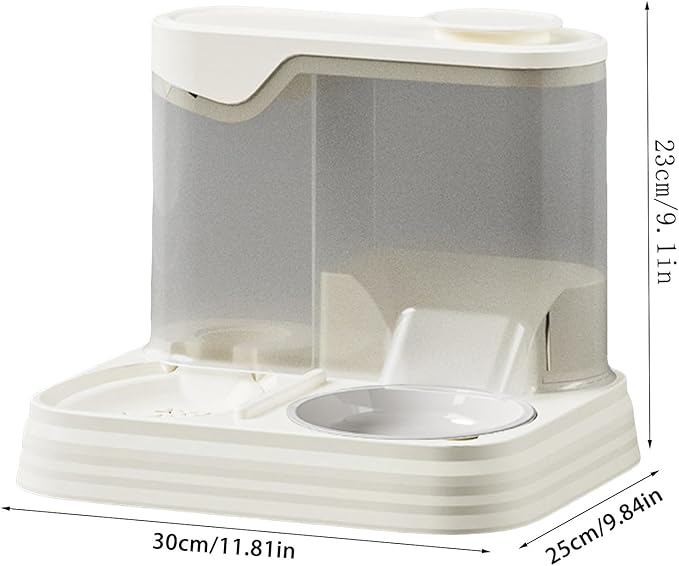 Pet Feeder and Water Dispenser Set, 2 in 1 Cat Food and Water Bowl Set - Large Capacity Automatic Dog Feeder with Water Dispenser for Puppy, Medium Dogs & Cats (Black)