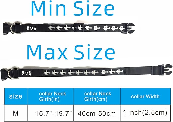 USB-C led Light up Dog Collar, 3D Design Comfortable and Soft Material,Multicolored Lighting，Night Dog Collar (CR, M(15.7-19.7"))