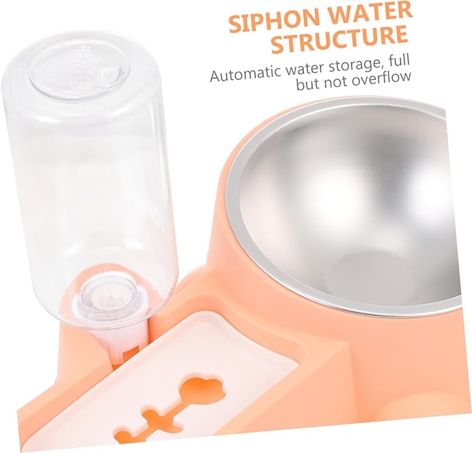Generic Automatic Stainless Steel Pet Feeder Bowl Water and Food Dispenser for Dogs and Puppies Lightweight Feeding Container for Convenient Pet Feeding Orange Pink