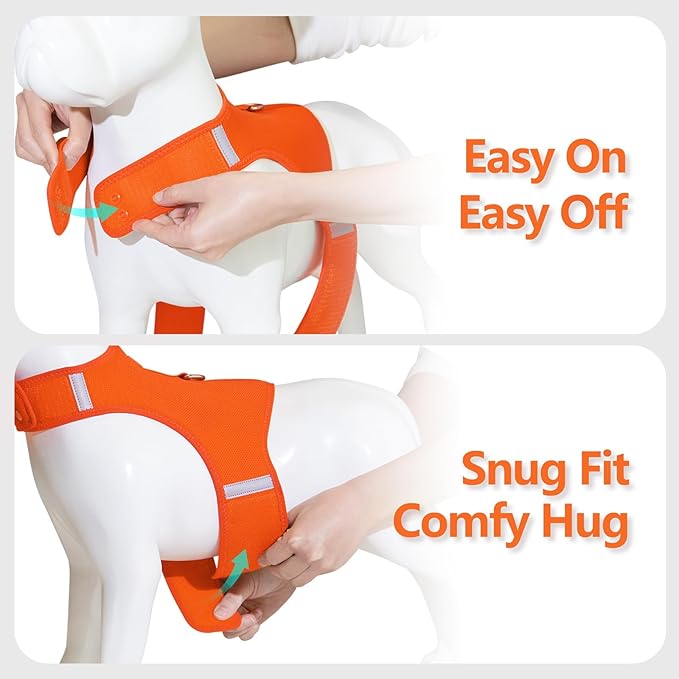 Dog Harness for Puppy – Adjustable Reflective Easy Put On Soft Mesh Vest for Small Dogs with 2 Patches (Orange,XXS)