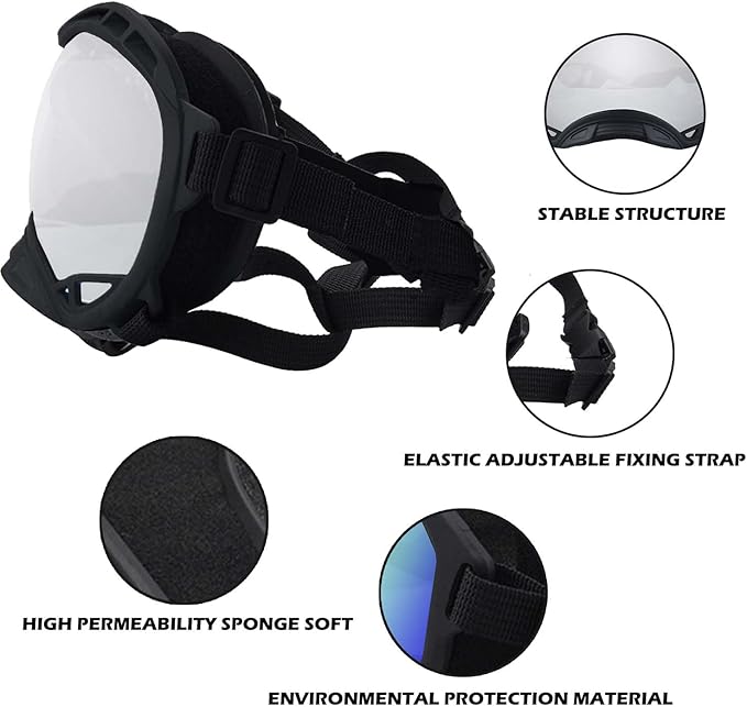 Dog Sunglasses,Doggles Anti-UV Protection,Pet Sunglasses with Adjustable Strap,Suitable for Motorcycle Car Driving Bike Riding Hiking Swimming Wind Dust Fog Dog Eye Protection