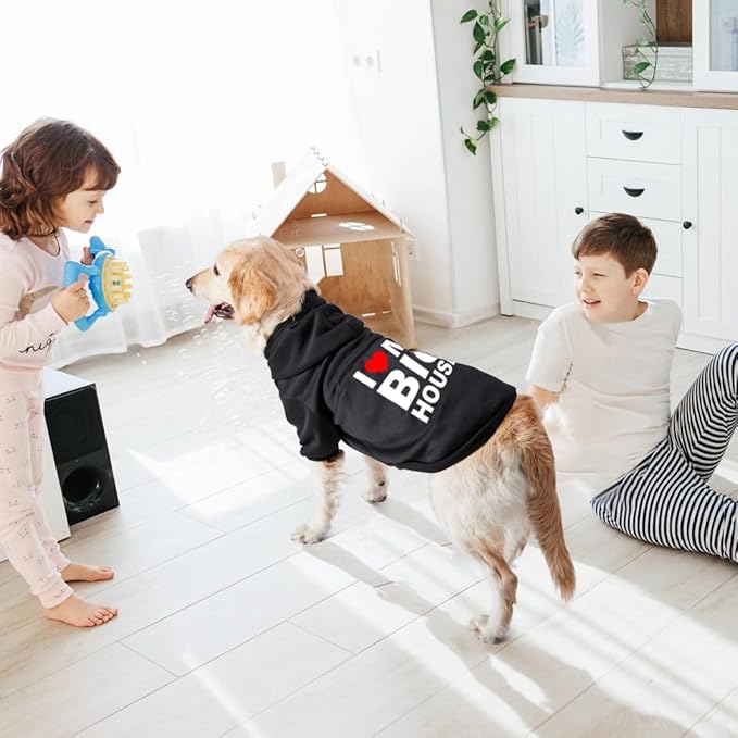 GreenJoy Dog Sweater Dog Hoodie Cold Weather Coat Hooded Sweatshirt for Puppies,Cats, Small Medium Large Dogs (Black(House), Small)