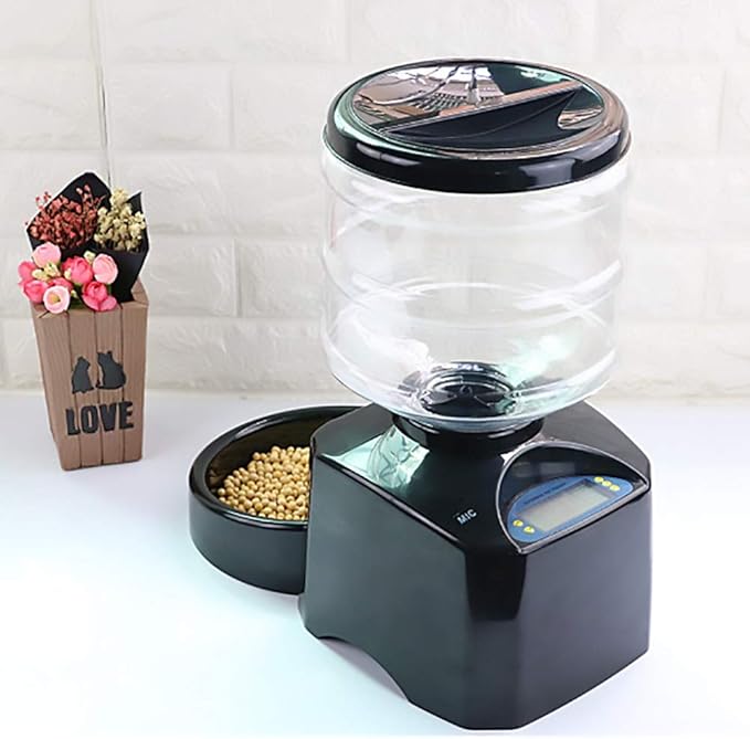 Dog and Cat Automatic Feeder Timing Pet Feeder Recording Tips Leaking Device 5.5 Liters Large Capacity Portable