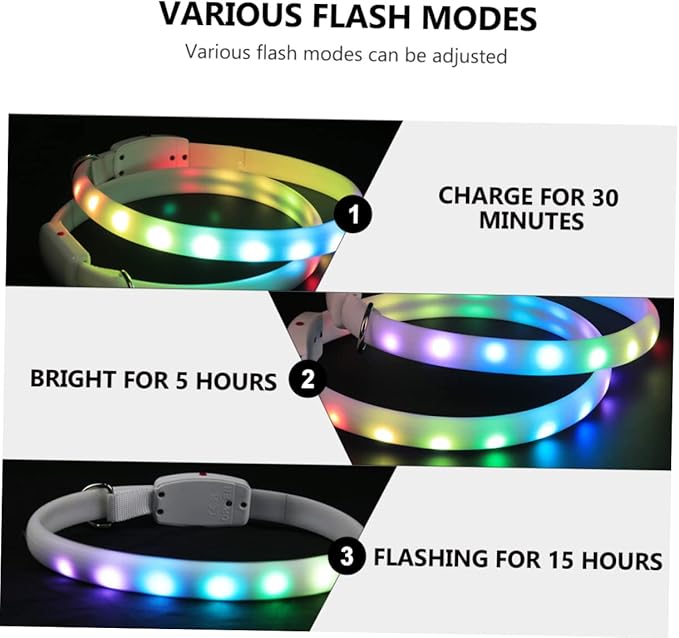 BESPORTBLE USB Charging Night Luminous Dog Collar LED Pet Collar for Safety During Durable Easy to Use for Conditions
