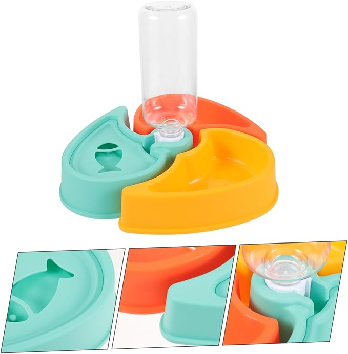 SUPVOX Automatic Pet Feeder and Water Bowl Capacity Dry and Wet Separation Design for Cats and Small Dogs Sturdy Materials Convenient and Practical Pet Dish