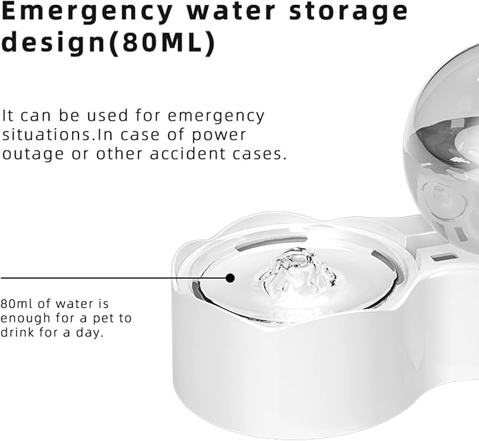 Cats Fountain Dog Water Dispenser 77oz Water Capacity Quiet Automatic Drinking Water Bowl with Filter Pad
