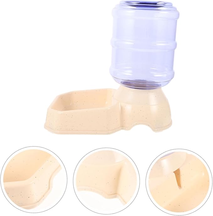 Automatic Pet Water Dispenser Feeder for Cats and Dogs No Leak Design Lightweight Durable for Home Use Beige Color