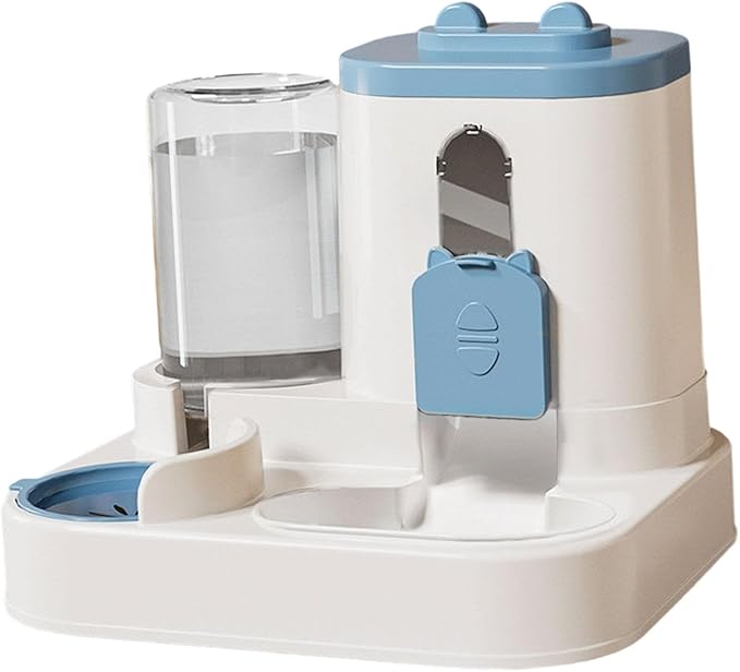 Automatic Pet Feeder and Waterer, Food and Water Dispenser, Feeding Station for Cats and Small Medium Dogs- Blue