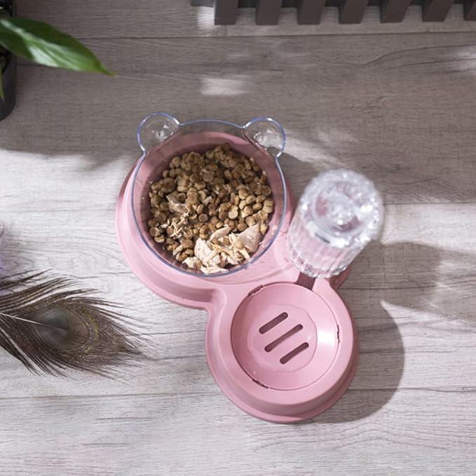 balacoo Automatic Pet Feeding Bowl Water Capacity Convenient Detachable Double Bowl for Cats and Dogs Non- Design for Feeding and Hydration