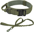 Military Tactical Dog Collar Leash German Shepard Medium Large Dog Collars Lead for Walking Training Dog Collar Control Handle Green Set L