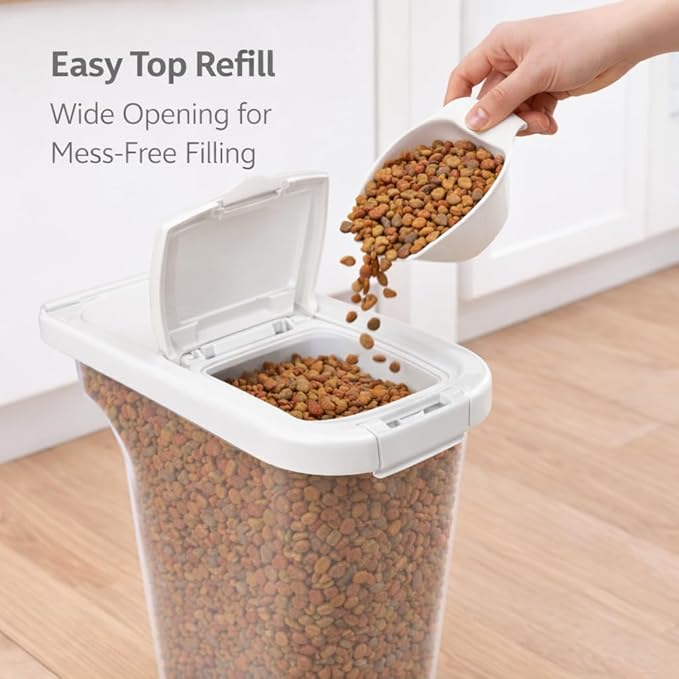 Pet Food Dispenser for Dogs and Cats, 4 lb Capacity Gravity Feed Pet Food Container, Automatic Dry Food Dispenser for Small Pets, Easy Refill Food Storage Feeder