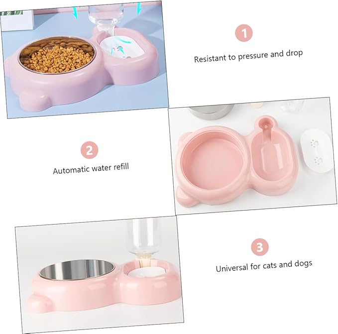 Happyyami Dual Use Pet Feeder Bowl Dog Food and Water Bowl for Cats and Dogs Automatic Refill Easy Keeping Pet Food Fresh