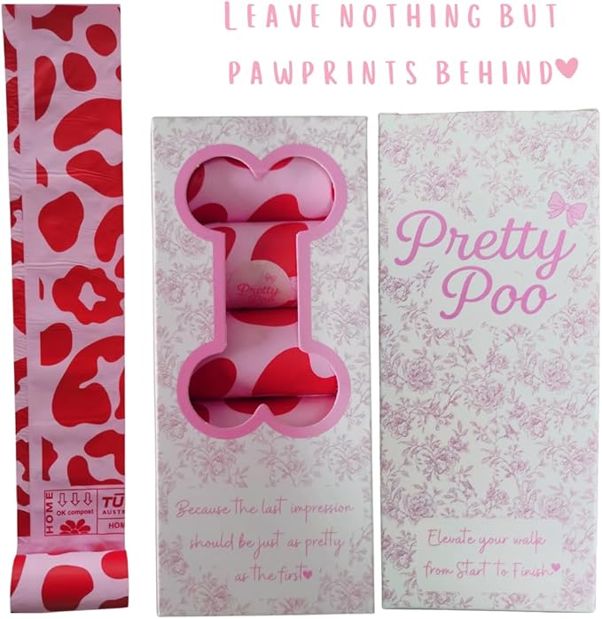 Pretty Dog Poop Bags - 150 Count, Certified Home Compostable, Leakproof, Extra Thick, Tear Resistant, Pink, Lavender Scented, Luxe Leo