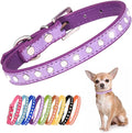 Purple Diamond Dog Collar XS, Pretty Sparkle Bling Cat Collar Crystal Jewel Glitter Rhinestone Puppy Collar for XXS Xs Small Medium Female Pet Girl Dogs Kitten, XSmall