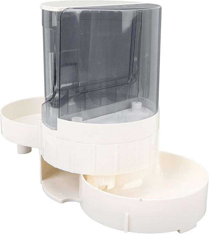 Automatic Cat Dog Feeder Double Layer Dry Wet Separate Rotating Storage Pet Water Dispenser Small Medium Pets (Gray)