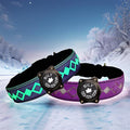 Personalized Flashing Night Dog Collar with Waterproof airtag Holder for Black Dog Night Walking (Purple, S(7.87-11.8"))