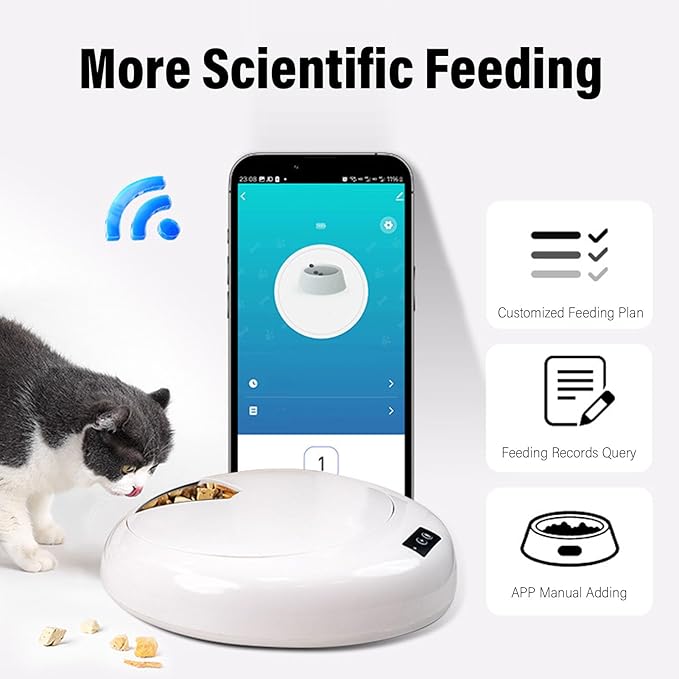 Automatic Pet Feeder, Smart Pet Food Dispenser with APP Remote Control and Timer, Detachable Ice, for Cats Dogs Wet Dry Food