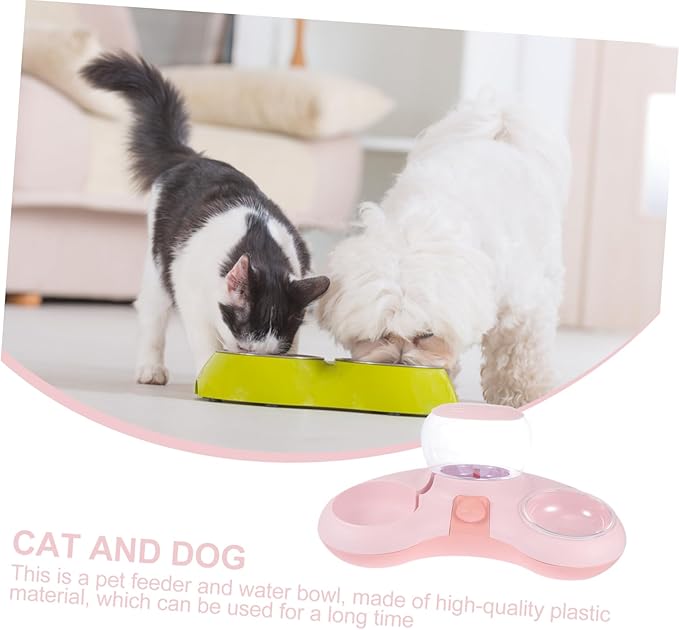 Yardwe 1pc Automatic Cat Drinking Bowl and Food Container Double Bowl Design for Cats and Dogs Tip Easy to Pet Feeder