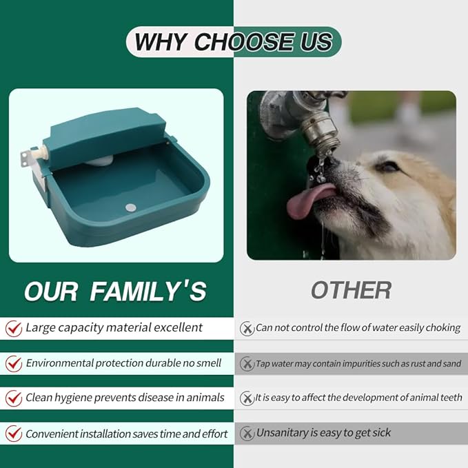 Automatic Dog Water Dispenser Pet Waterer 9L/300oz Capacity Large Wall-Mounted Drinking Water Bowl for Chicken Cattle Livestock Animal Outdoor & Indoor