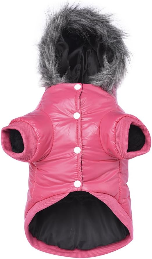 LESYPET Dog Coat for Small Dogs, Windproof Doggie Puffer Jacket with Leash Hole, Extra Warm Dog Jacket Winter Coat, Pink S