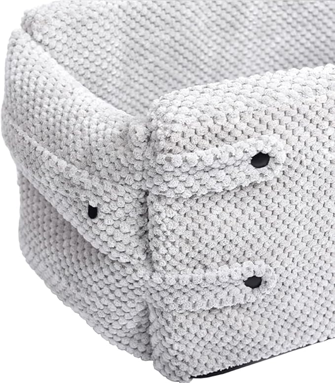 Portable Center Console Dogs Cats Car Bed, Pet Booster Seat, Comfortable Pet Armrest Car Seat, Coral Velvet Travel Pet Console Seat - Gray