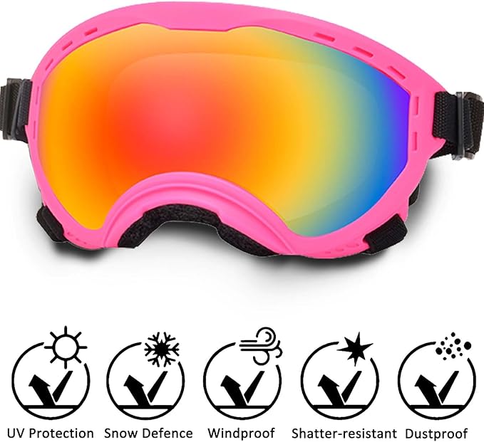 Dog Sunglasses with Adjustable Strap, UV Protection, Winproof Puppy Sunglasses, Suitable for Dogs Eyes Protection,Soft Dogs Goggles