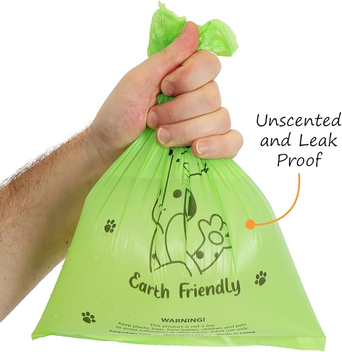 SmartSign All Pets On A Leash Please Clean Up After Your Pet Yard Sign & Clip-On Preloaded Dispenser Combo/Kit with 135 Dog Poop Waste Bags, 10"x12" Rust-proof Aluminum Sign with 3ft Steel Stake