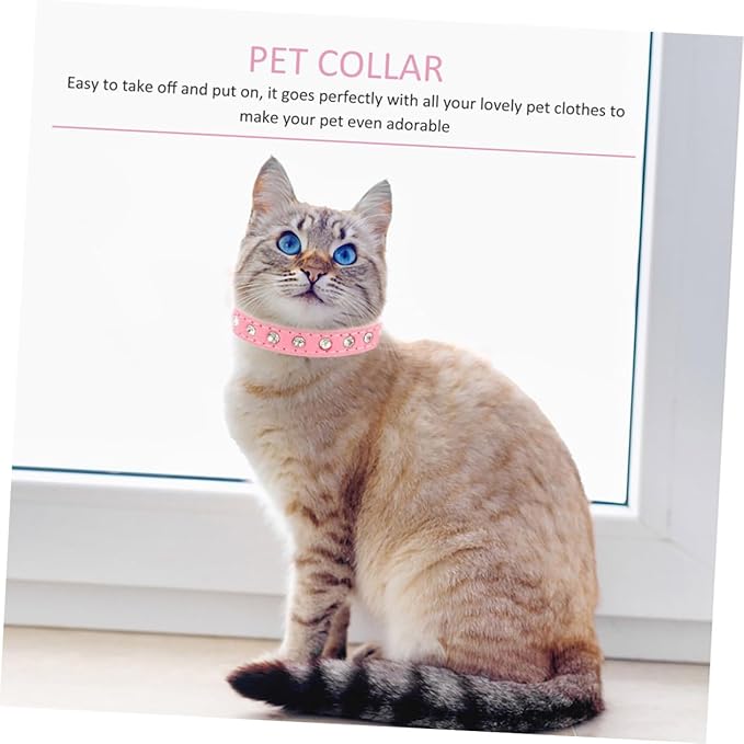 Milisten Adjustable Rhinestone Dog Collar for Dogs and Cats Stylish Pet Neck Decor Pu Material for Daily Wear and Parties