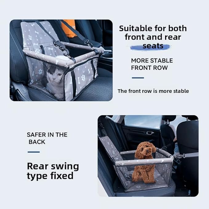 Foldable Dog Car Seat Waterproof Oxford Dog Booster Seat for Small and Medium Dogs, Pet Travel Carrying Bag with Breathable Mesh (Gray)