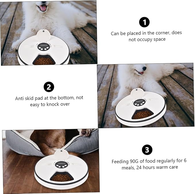 Smart Automatic PET Feeder Timer 6-Compartment PET Feeding Bowl for Dogs and Cats Adjustable Portion Control Dry Food Dispenser Easy to Use