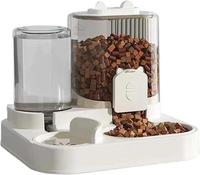 Automatic Pet Feeder and Water Fountain Combo - Large Capacity Dog and Cat Food Dispenser with Storage Container(C)