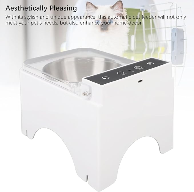 Pomya Automatic Cat Dog Feeder, Intelligent Pet Automatic Sensing Feeder with Transparent Lid, Hygienic Cat Dog Food Bowl Raised Design for Home Indoor (Type 1)