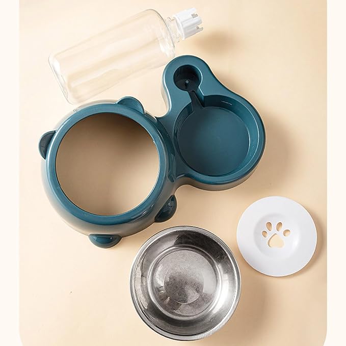 Elevated Pet Feeders with Removable Stainless Steel Bowl and Automatic Water Dispenser