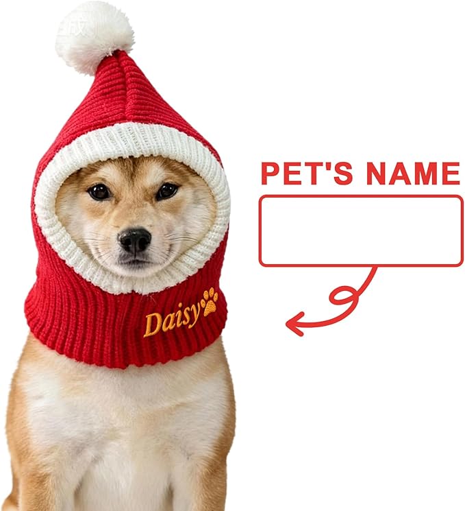 Custom Dogs & Cats Santa Hat, Personalized Santa Cap for Puppy, 2025 Christmas Hats for Dog & Cat, Xmas Party Hat for Small Medium Large Dogs Cats