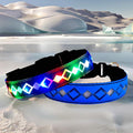 LED Dog Collar, 15 Light Modes, USB-C Rechargeable, Adjustable Silicone, Multiple Colors (Blue Pro, M(11.8-15.7"))