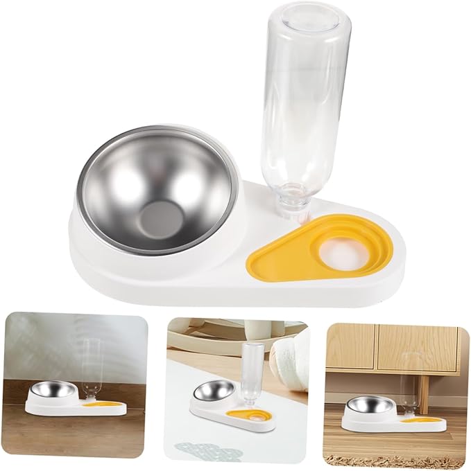 UPKOCH Automatic Dog Feeder and Water Dispenser, Detachable White Pet Food Bowl with Anti-Spill Feature for Dogs and Cats, Household Animal Feeding Supplies for Daily Use