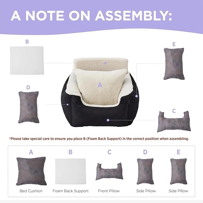Dog Car Seat, Waterproof Dog Booster Seat with Storage Pockets, Adjustable Pillow Strap and Adjustable Backrest Buckle, Removable Seat Cushions and Easy to Cleaning, for Small Dogs and Cats