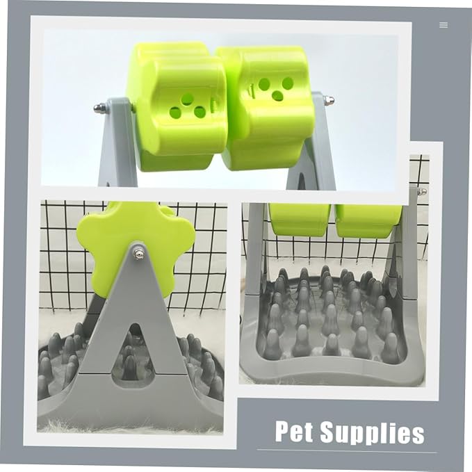 Automatic Rotating Dog Food Dispenser with -Slip Base Choking Prevention Pet Feeder for Convenient Feeding and Training Gray Dog Breeds