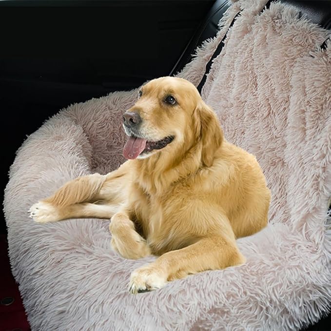 Dog Car Seat with Thick Cushion Travel Pet Bed with Seat Belt Car Seat Dog Bed for Large and Small Dogs (Gradient Brown, Extra Large)