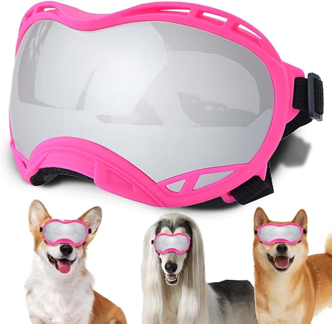 Dog Sunglasses,Doggles Anti-UV Protection,Pet Sunglasses with Adjustable Strap,Suitable for Motorcycle Car Driving Bike Riding Hiking Swimming Wind Dust Fog Dog Eye Protection