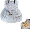 Dog Car Seat with Thick Cushion Travel Pet Bed with Seat Belt Car Seat Dog Bed for Large and Small Dogs (Gradient Light Gray, Medium)