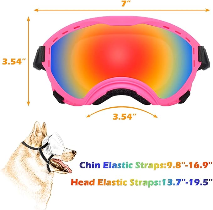 Dog Sunglasses with Adjustable Strap, UV Protection, Winproof Puppy Sunglasses, Suitable for Dogs Eyes Protection,Soft Dogs Goggles